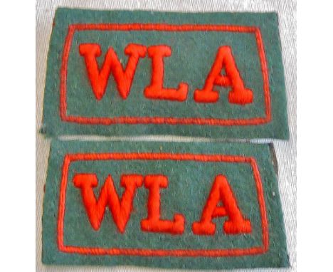 British Pattern WWII "Women's Land Army" WLA slip on epaulette titles. 