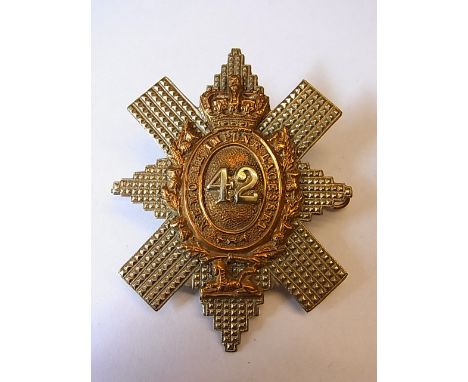 British The 42nd Royal Highland Regiment Of Foot (Black Watch) Glengarry badge, Colour Sgt Majors dress badge  (Bi-Metal, lug