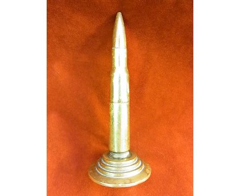 WWII Trench Art - 50cal Shell case adapted into a cigarette lighter, thread on the bottom for screwing into the base (include