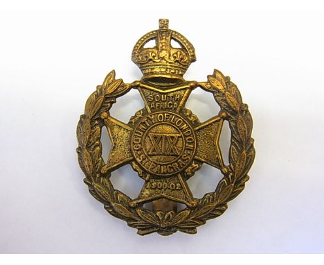 19th London Regiment (St. Pancras) WWI Cap Badge, KC (Brass, slider) K&K: 1851