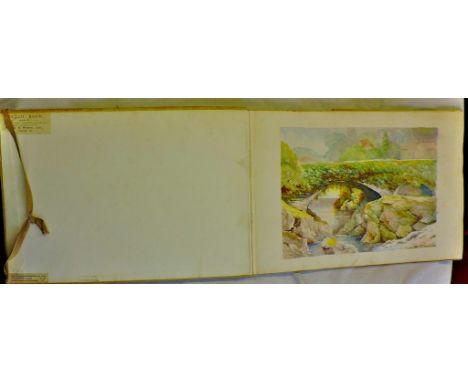 Winsor and Newton sketch book-14.1/2"x10" containing some water colours and pencil drawings, some blank pages still left to u