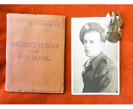 Polish Free Army in Britain Soldiers Service and pay book to Tadeuse Czaja in 1945. It includes the Pay book and a photograph