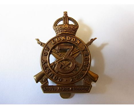 3rd county of London Yeomanry (Sharpshooters) WWI cap badge, KC (Brass. Slider) K&K: 1486