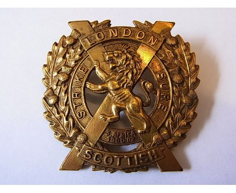 14th County of London Battalion (London Scottish) Regiment WWI 1916 Emergency issue in solid brass (Brass, Lugs) K&K 1840