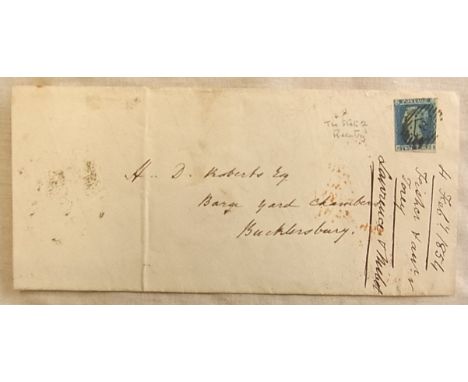 Great Britain - 1841  2d Blue on Cover, SGES14b 'H-K', Re-entry fine 3 margins clear of 'State 2'.  Very visual and scarce.