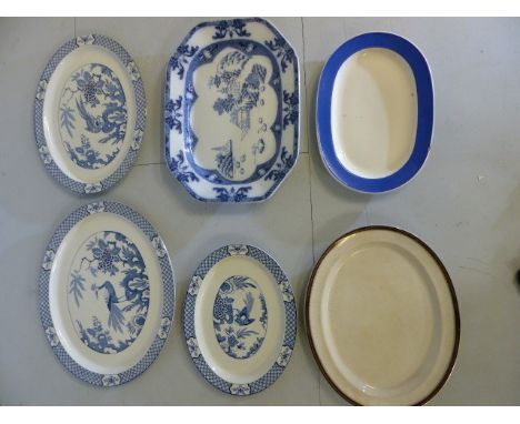 Large collection of various Meat Platters - Villeroy and Boch Mettlach, Booths Silicon china, Spode Copeland "Landscape" blue