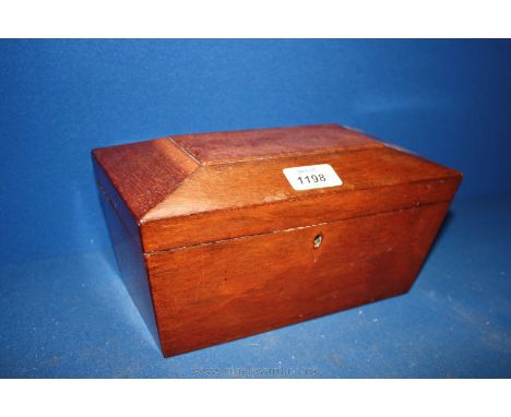 A Mahogany sarcophagus shaped Tea Caddy