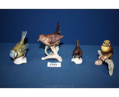 Four Goebel birds - Yellow hammer, Wren, Bluetit and baby Wren