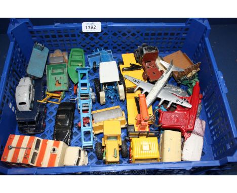 A quantity of Toys, some old and including Dinky Foden 8 wheeler Lorry Chassis, Commer Truck (Breakdown), Push Lawn-mower, He