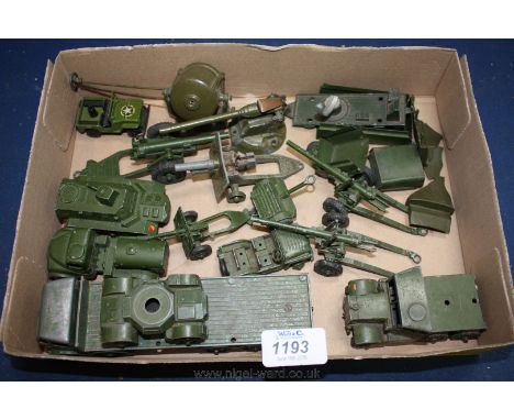 A quantity of toy military vehicles incl. Dinky Supertoys Foden 8 wheeler, 626 Armored Personnel Carrier,643 Water Tanker, Au