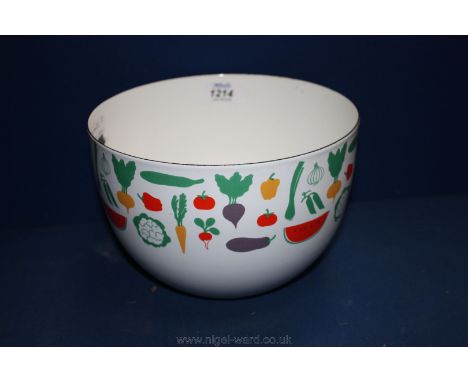 An Enamel Bowl decorated with vegetables