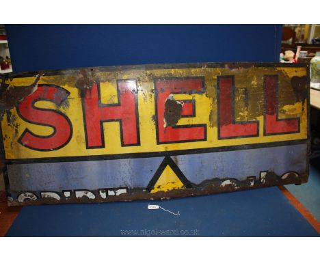 A Shell rectangular Enamel Sign, 19 1/2'' x 48'', as found