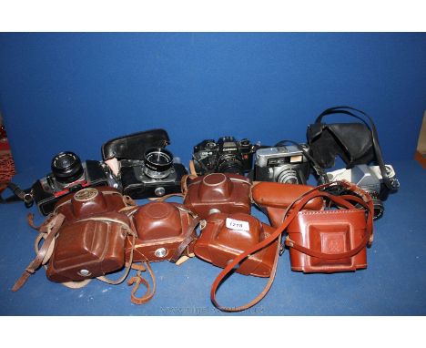 A Large qty of interesting Cameras comprising: a Zeiss Ikon Contina 45mm f/3.5, a Zeiss Ikon Contina 45mm f/2.8, a Zeiss Ikon