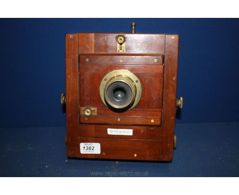 A wood and brass 'The International' bellows Camera