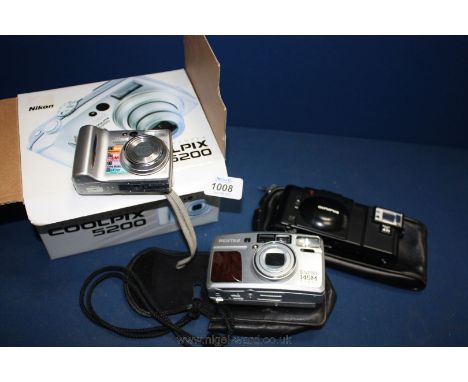 An Olympus AX3 Camera, Pentax and a Nikon Coolpix 5200 digital Camera