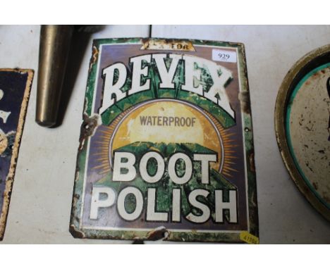 An enamel Revex waterproof boot polish advertising sign