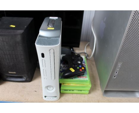 An Xbox 360 games console, various games and controller 