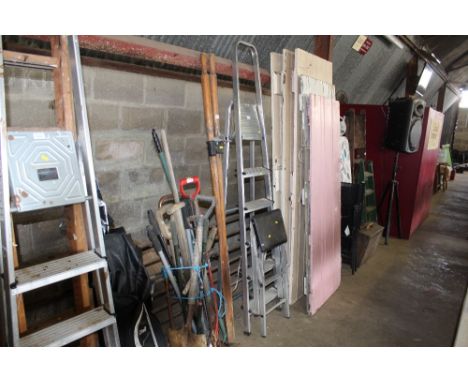 A decorator's stools and an aluminium step ladder