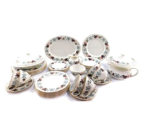 A Royal Doulton porcelain part dinner and tea service decorated in the Camelot pattern, TC1016, comprising meat platter, sauc
