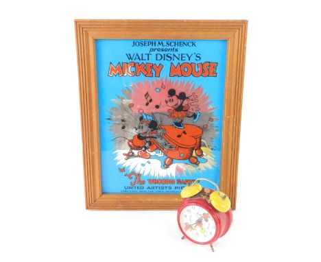 A Walt Disney's Mickey Mouse advertising wall mirror, for the cartoon In The Whoopee Party, United Artists Picture for Kemp's