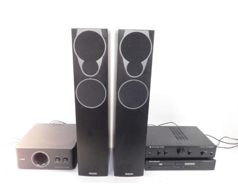 A Cambridge Audio compact disc player CD5, an integrated amplifier, A1MK3 Special Edition, together with a Yamaha subwoofer s