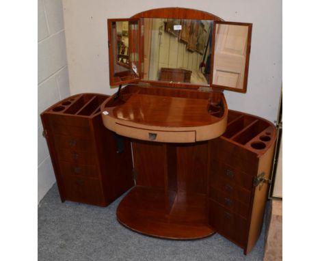 A Conran leather veneered mirrored cabin dressing trunk 