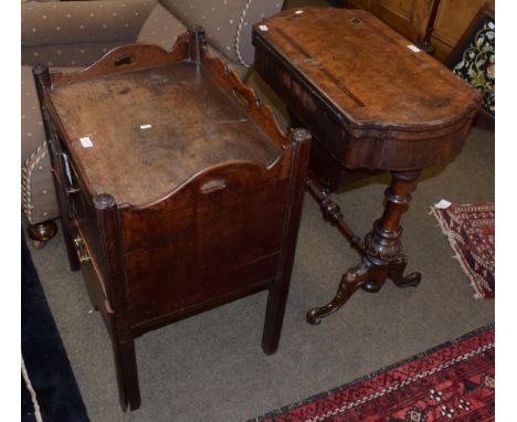 A George III mahogany commode; together with another similar example (2)