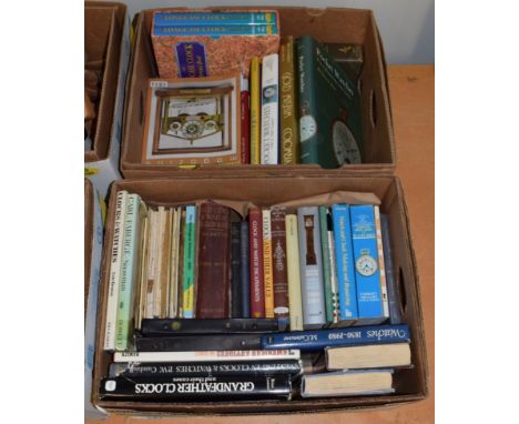 A selection of clock and watch reference books consisting of: ''The Longcase Clock'' volumes one and two by John Robey; ''Poc