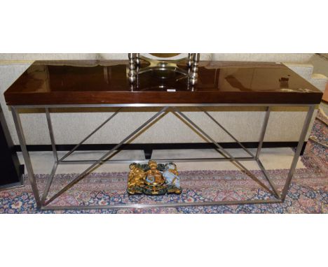 Modern console table on brushed steel base