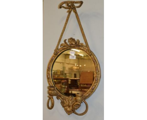 A 19th century ribbon-tied twin light gilt girandole