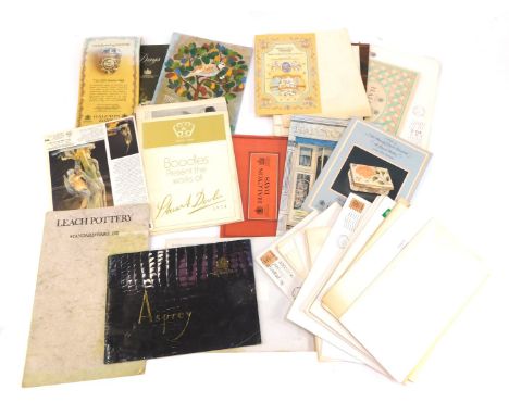 A group of catalogue invitations and designs for Stuart Devlin, Halcyon Day and other brochures. (a quantity)