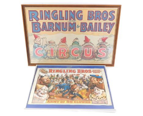 Two Ringling Bros Circus advertising posters, comprising one for Ringling Bros and Barnum &amp; Bailey Circus, 41cm x 60cm, i