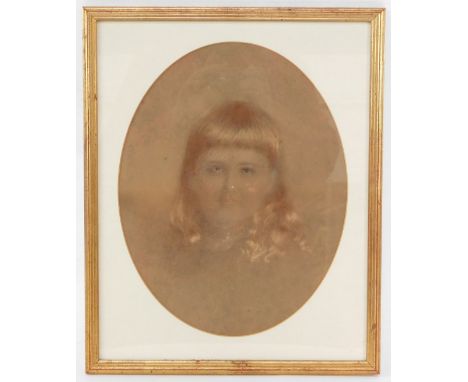 20thC School. Half length portrait of a female, pastel, 33cm x 26cm, in oval mount in gilt frame.