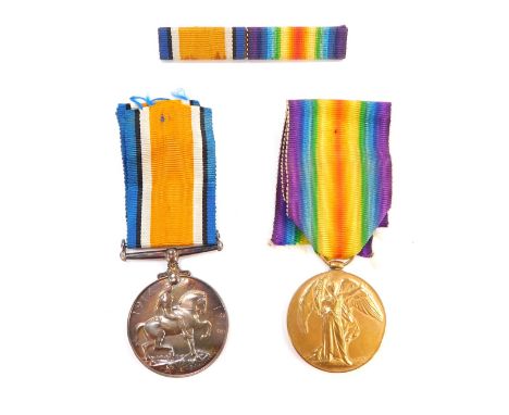 A WWI Great War and Victory Medal pair, named to Pte A Woodward, Army Medical Corps, 113521, together with a ribbon bar. (3)