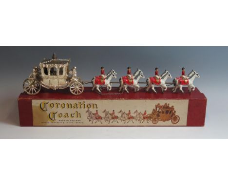 Lesney Large Coronation Coach in scarce chrome with gold hue colour, Queen Cast Only - coach is excellent, some chips and wea