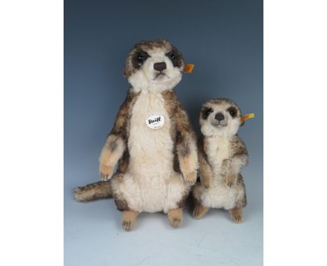 Steiff Meerkat Pair - (1) Mungo 071249 (30cm), (2) Cockie 045257 (20cm) 