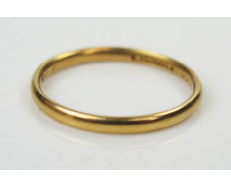 22ct Gold Wedding Band, 2mm wide, size O, Birmingham 1936, The Albion Chain Co., 2.3g 