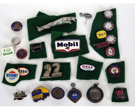 Collection of Car, Motorbike and Fuel Enamel and other Badges etc. 