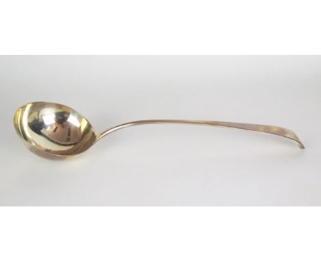 A George III silver soup ladle, Old English Pattern, engraved with initials, London 1764?, Thomas Chawner, 33cm, 160 grams ap