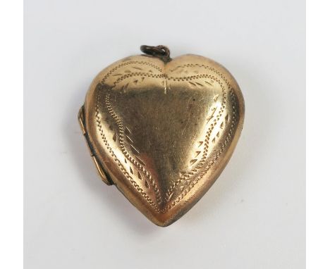 9ct Gold Front and Back Heart Shaped Locket, 23mm wide, 4.4g 