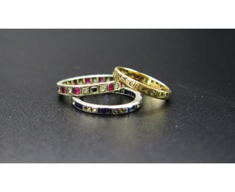 Three 9ct Gold Eternity Rings, 6.6g. All A/F 