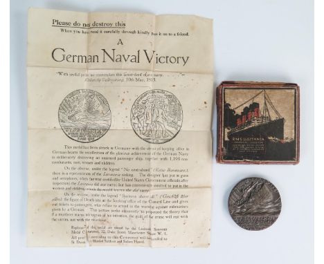 WWI Boxed Lusitania Medal with leaflet 