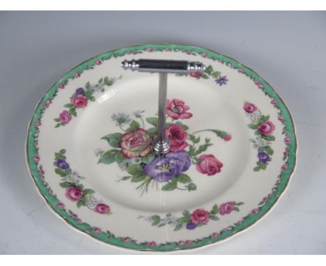 Clarice Cliff dinnerware, a Royal Staffordshire cake plate with chrome handle. 