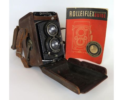 Rolleiflex 'Compur' no 453151, original leather case, with manual. 