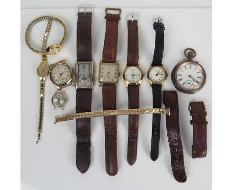 CRAFTSMAN Gent's 9ct Gold Wristwatch, Rotary ladies 9ct gold watch and other watches, 12.8g nett gold 
