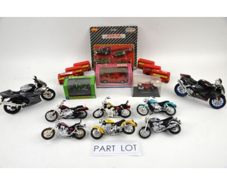 Eight Ertl Thomas the Tank Engine models and a quantity of predominantly motor bike models to include Masito. (qty)Provenance