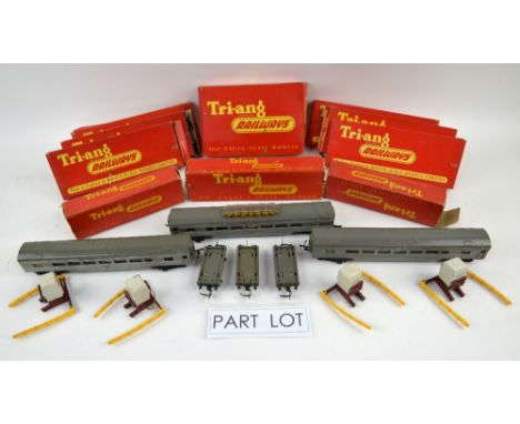 A quantity Tri-ang Trains track, carriages, wagons and accessories, some boxed. (qty)Provenance: Single owner stock collectio