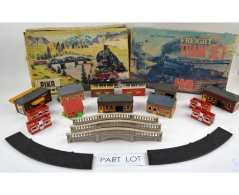 A Piko Modelgahn and a battery operated freight train set locomotive with light, both boxed, together with a quantity of plas