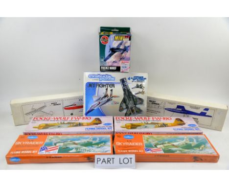 A quantity of aviation flying kits including West Wings and Guillows, together with other fighter plane models, all boxed. (q