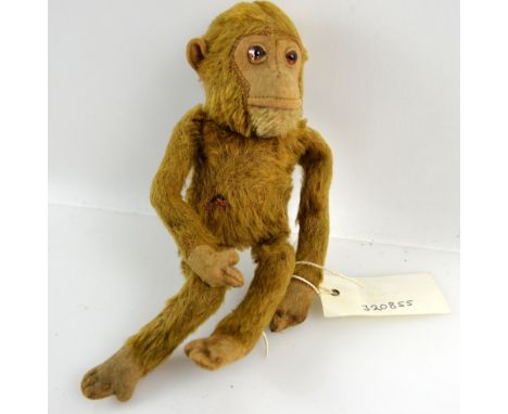 Vintage Steiff type toy monkey 24cm together with a teddy bear, 26cm.    